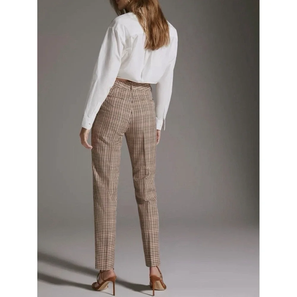 Scotch & Soda Women's Lowry Brown Plaid Straight Pants 29W29L NWT Anthropologie - Picture 2 of 9